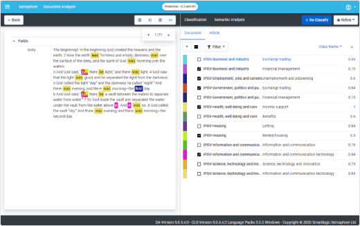 Classification Analysis Tool and Document Analyzer